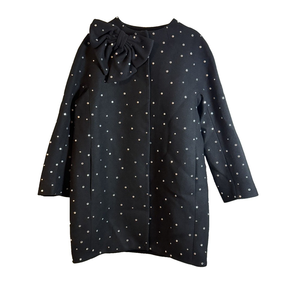 Kate Spade Rhinestone Dorothy Coat Women's Size 12 Black Bow NWT MSRP $799